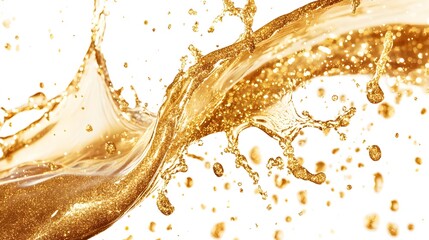 Golden Glitter Liquid Splashing Abstract Background