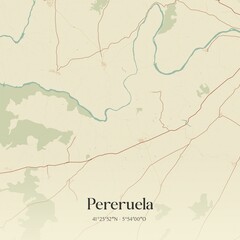 Retro Spanish map of Pereruela, Castilla y Le�n. Vintage street map.