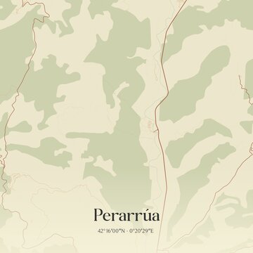 Retro Spanish map of Perarr�a, Arag�n. Vintage street map.