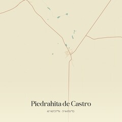 Retro Spanish map of Piedrahita de Castro, Castilla y Le�n. Vintage street map.