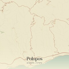 Retro Spanish map of Polopos, Andaluc�a. Vintage street map.
