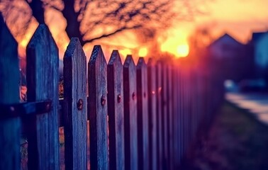 The civil war fence at Henry Hill, Manassas National Battlefield, is bathed in sunlight during sunrise