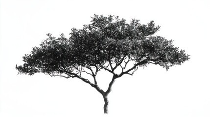 Solitary tree, white background, nature, graphic design