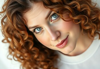Naklejka premium A beautiful chubby woman with a relaxed expression