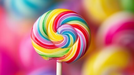 Rainbow Swirl Lollipop: A Vibrant, Joyful Candy Close-up