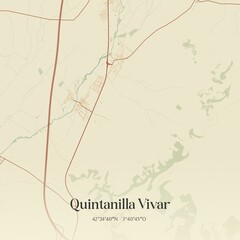 Retro Spanish map of Quintanilla Vivar, Castilla y Le�n. Vintage street map.