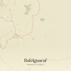 Fototapeta premium Retro Spanish map of Rafelguaraf, Comunidad Valenciana. Vintage street map.