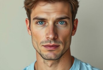 Obraz premium Male portrait on neutral background with focus on eyes