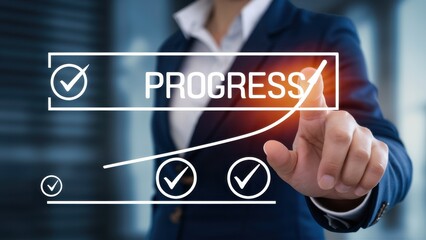 Obraz premium Businesswoman Tracking Progress: Growth, Success, and Achievement