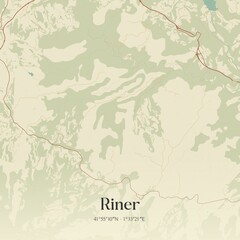 Retro Spanish map of Riner, Catalu�a. Vintage street map.