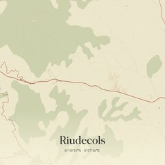 Obraz premium Retro Spanish map of Riudecols, Catalu�a. Vintage street map.