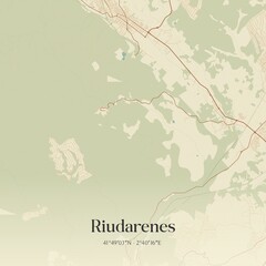 Retro Spanish map of Riudarenes, Catalu�a. Vintage street map.