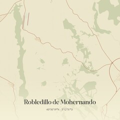 Fototapeta premium Retro Spanish map of Robledillo de Mohernando, Castilla-La Mancha. Vintage street map.