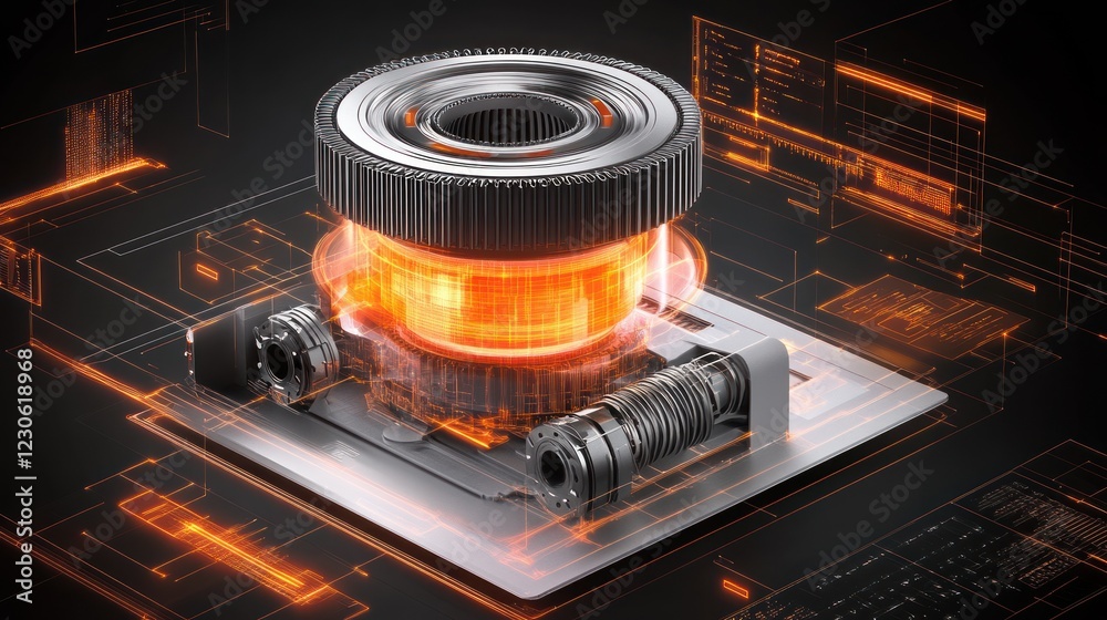 Poster Advanced Mechanical Assembly with Glowing Core Technology