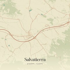 Retro Spanish map of Salvatierra, Pa�s Vasco. Vintage street map.