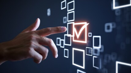 Digital Check Mark Selection Interface: Futuristic Technology Concept