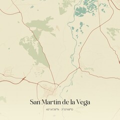 Obraz premium Vintage map of San Martin de la Vega, Spain.