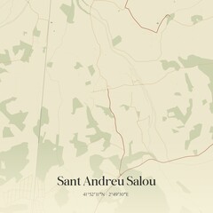 Retro Spanish map of Sant Andreu Salou, Catalu�a. Vintage street map.