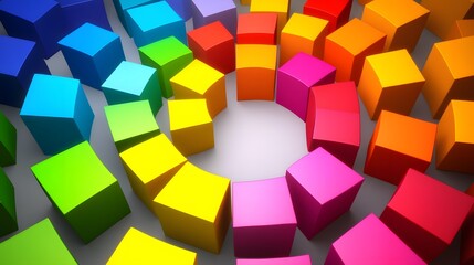 Vibrant Rainbow Cube Spiral Abstract Background