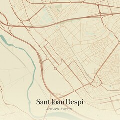 Obraz premium Vintage map of Sant Joan Despi, Spain.