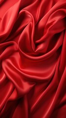 Obraz premium Luxurious Red Silk Fabric with Elegant Folds and Waves. High-Quality Textile Background for Fashion, Interior Design, and Creative Projects