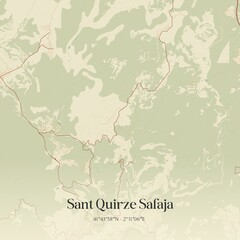 Fototapeta premium Retro Spanish map of Sant Quirze Safaja, Catalu�a. Vintage street map.