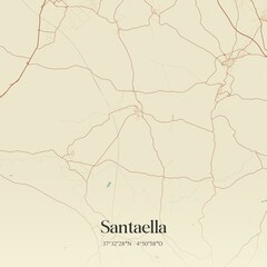 Retro Spanish map of Santaella, Andaluc�a. Vintage street map.
