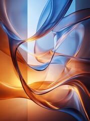 Naklejka premium Flowing silk floats in air, art piece, bright background, abstract