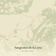 Obraz premium Retro Spanish map of Sargentes de la Lora, Castilla y Le�n. Vintage street map.