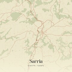 Fototapeta premium Retro Spanish map of Sarria, Galicia. Vintage street map.