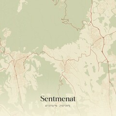 Obraz premium Retro Spanish map of Sentmenat, Catalu�a. Vintage street map.