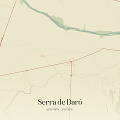 Retro Spanish map of Serra de Dar�, Catalu�a. Vintage street map.