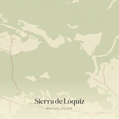 Obraz premium Retro Spanish map of Sierra de L�quiz, Comunidad Foral de Navarra. Vintage street map.