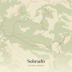 Fototapeta premium Retro Spanish map of Sobrado, Castilla y Le�n. Vintage street map.