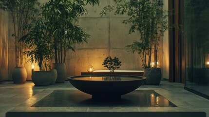 Serene Tranquil Indoor Water Feature Garden