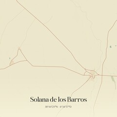 Fototapeta premium Retro Spanish map of Solana de los Barros, Extremadura. Vintage street map.