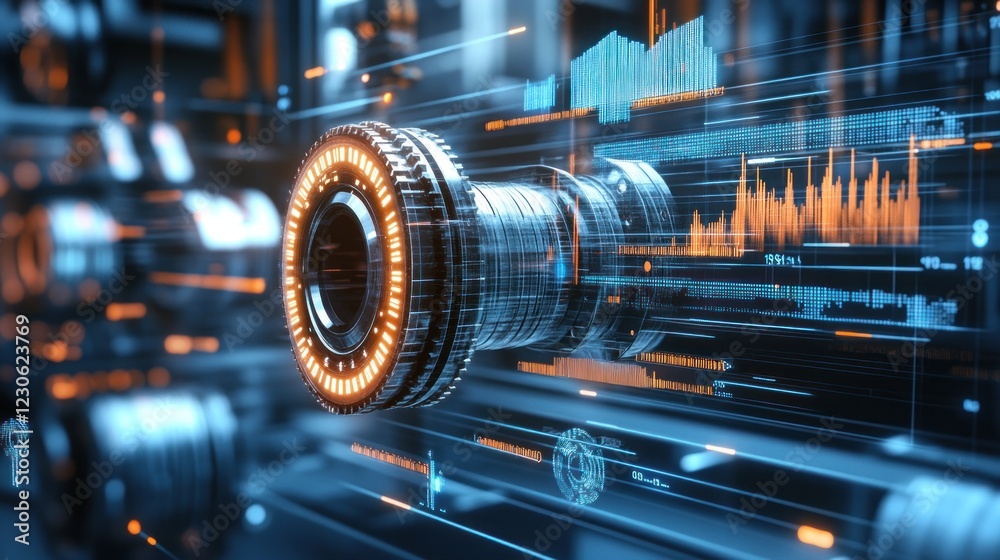 Poster futuristic technology engine data visualization