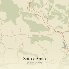 Obraz premium Vintage map of Soto y Amio, Spain.