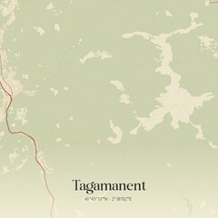Obraz premium Retro Spanish map of Tagamanent, Catalu�a. Vintage street map.