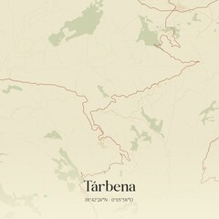 Fototapeta premium Retro Spanish map of T�rbena, Comunidad Valenciana. Vintage street map.