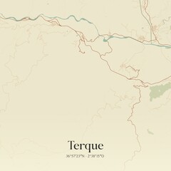 Retro Spanish map of Terque, Andaluc�a. Vintage street map.