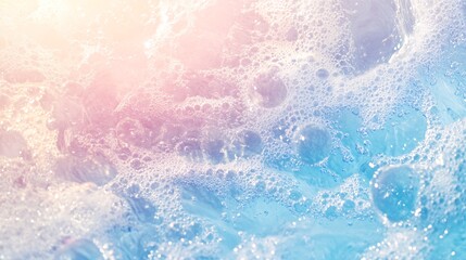 Fototapeta premium Close-up of vibrant blue and pink bubbles in water, capturing a serene and dreamy atmosphere.