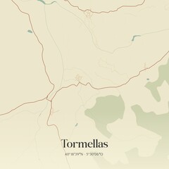 Retro Spanish map of Tormellas, Castilla y Le�n. Vintage street map.