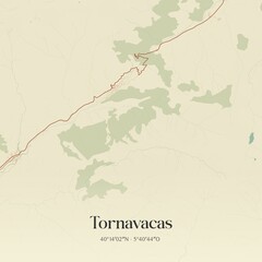 Obraz premium Retro Spanish map of Tornavacas, Extremadura. Vintage street map.