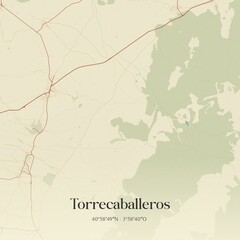 Obraz premium Retro Spanish map of Torrecaballeros, Castilla y Le�n. Vintage street map.