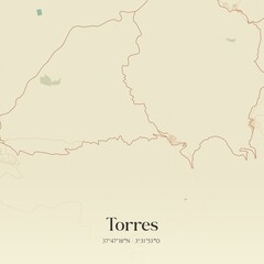 Fototapeta premium Retro Spanish map of Torres, Andaluc�a. Vintage street map.