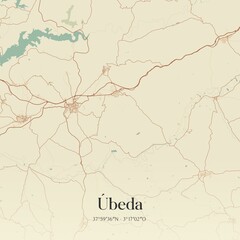 Retro Spanish map of �beda, Andaluc�a. Vintage street map.