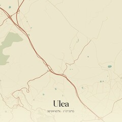 Retro Spanish map of Ulea, Regi�n de Murcia. Vintage street map.