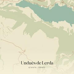 Obraz premium Retro Spanish map of Undu�s de Lerda, Arag�n. Vintage street map.