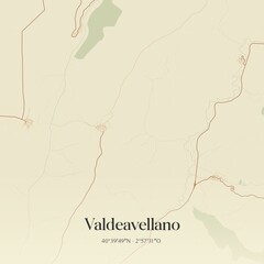 Obraz premium Retro Spanish map of Valdeavellano, Castilla-La Mancha. Vintage street map.